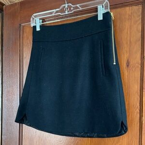 J. Crew Black Mini Skirt with Gold Zipper Size 0